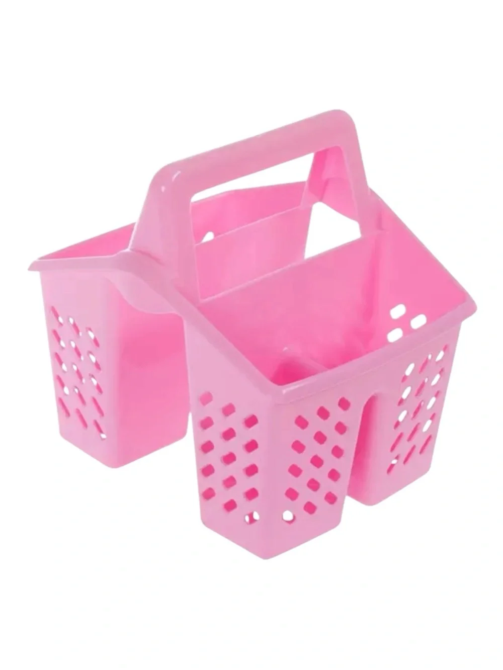 3 Pack Pink Plastic Storage Tote Caddy Organizer with Handle-4 Section Container